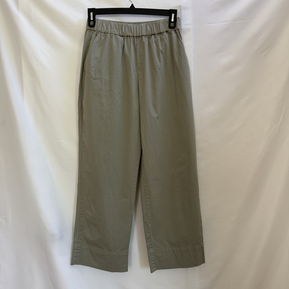 Everlane Pants Pull On Organic Cotton Wide Leg Size Large Sage Green Minimalist